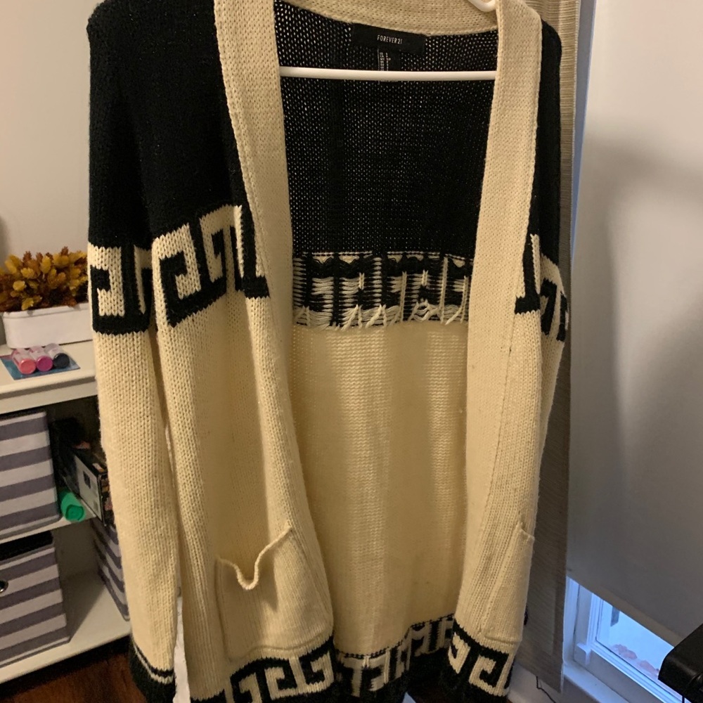 Black and cream knit cardigan size small